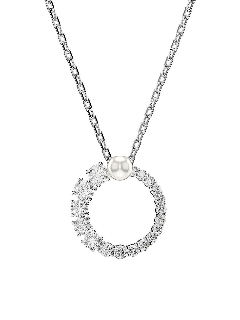 Womens Matrix Rhodium-Plated & Crystal Pendant Necklace Product Image