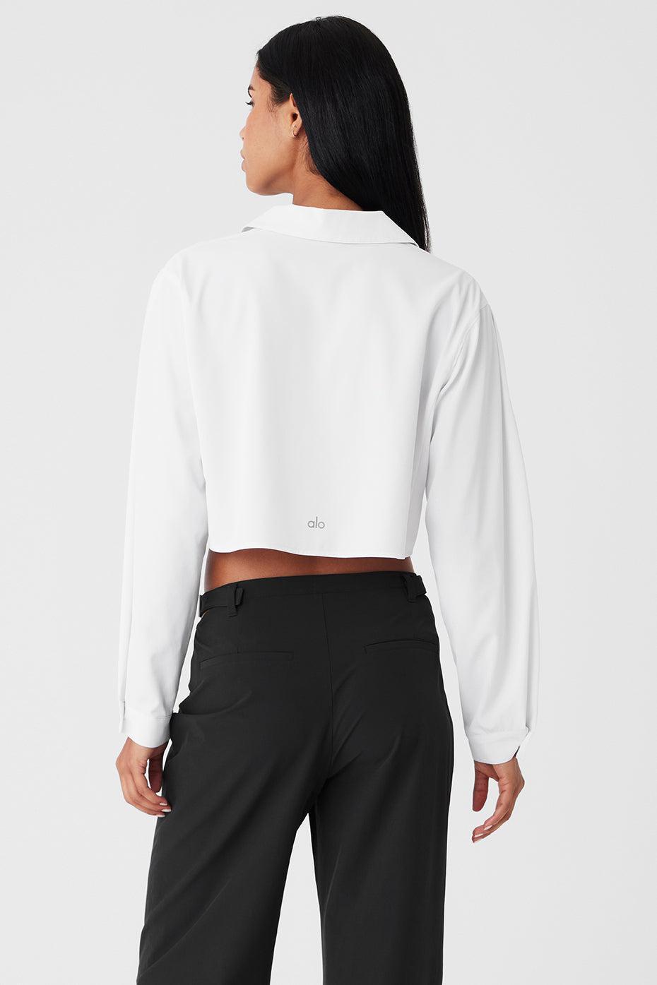 Cropped Take Me Out Button Up - White Female Product Image