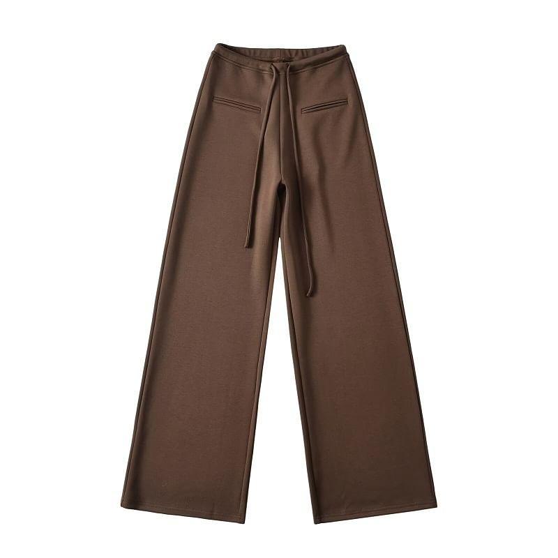 Drawstring Waist Wide Leg Sweatpants Product Image