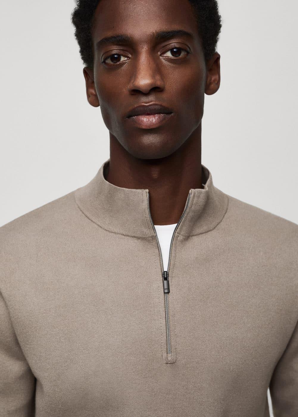 MANGO MAN - Zipped high collar sweater ice greyMen Product Image