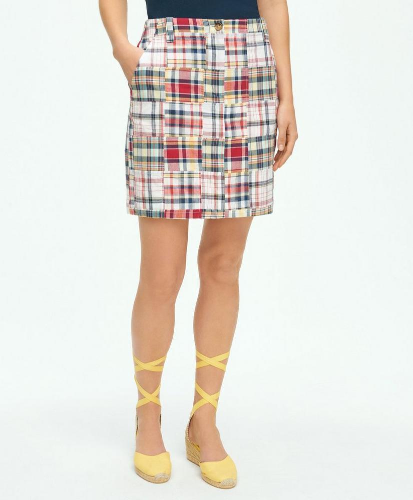 Madras Patchwork Pencil Skirt In Cotton Product Image