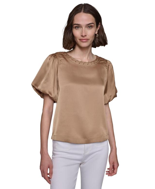 Women's Grommet Puff-Sleeve Top Product Image