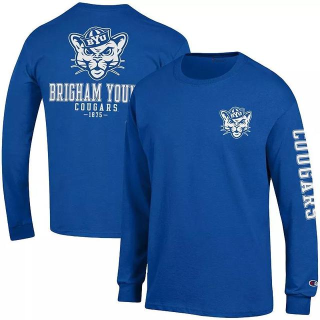 Mens Champion Royal BYU Cougars Team Stack Long Sleeve T-Shirt Product Image