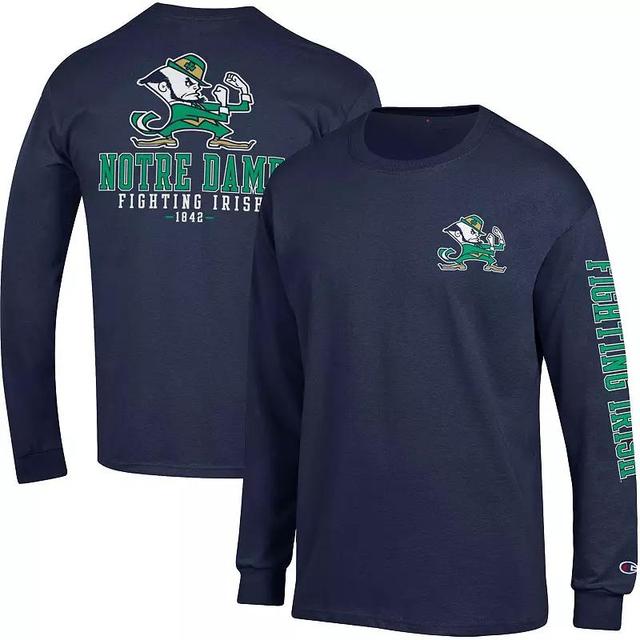 Mens Champion Notre Dame Fighting Irish Team Stack 3-Hit Long Sleeve T-Shirt Blue Product Image