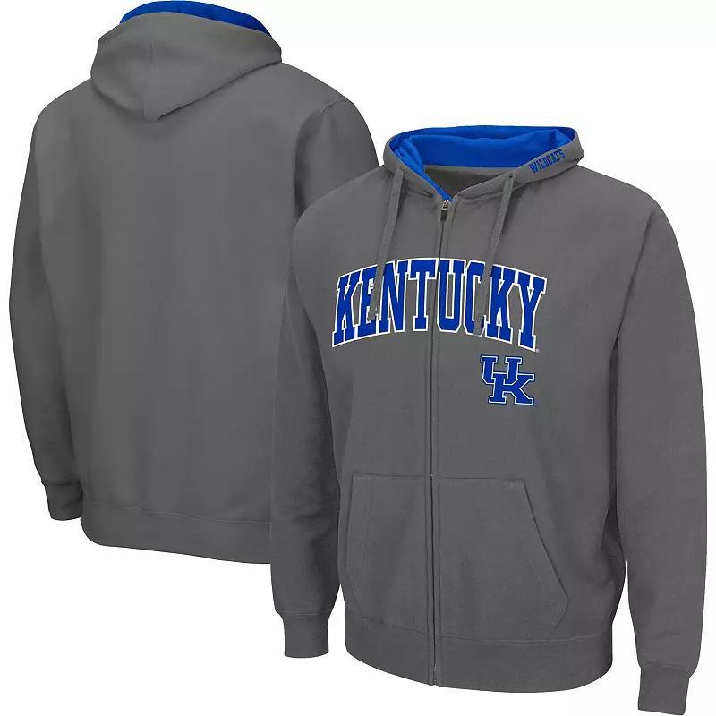 Mens Colosseum Charcoal Kentucky Wildcats Arch & Team Logo 3.0 Full-Zip Hoodie Product Image