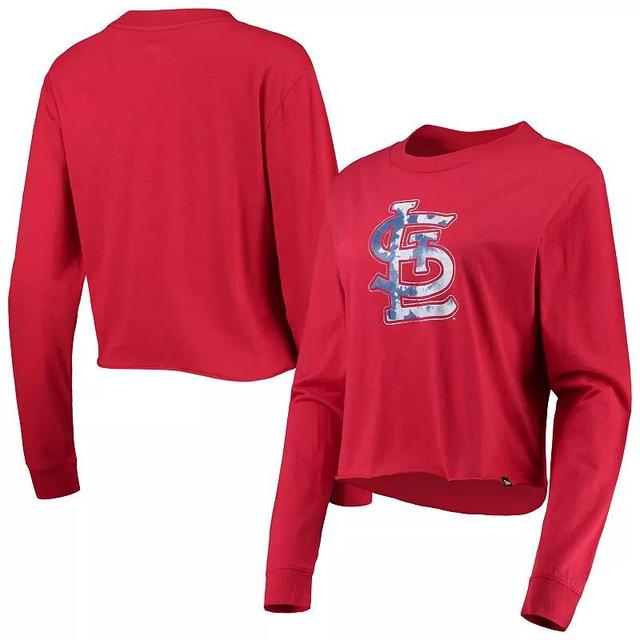 Womens New Era St. Louis Cardinals Baby Jersey Cropped Long Sleeve T-Shirt Product Image