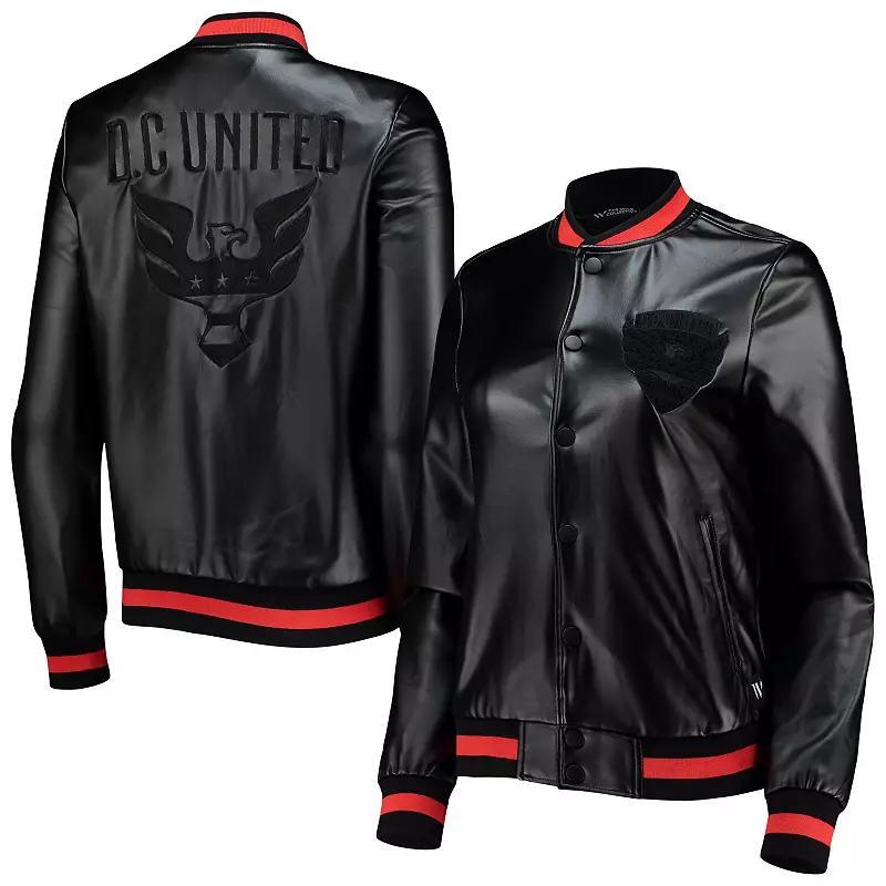 Womens The Wild Collective Black D.C. United Full-Snap Bomber Jacket Product Image