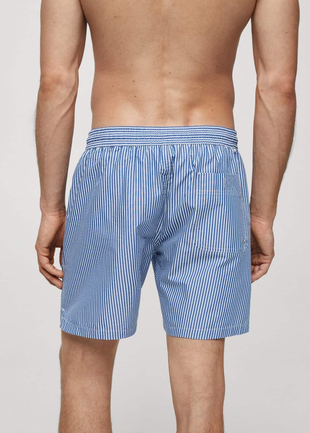 Seersucker striped drawstring swimsuit - Men | MANGO USA Product Image