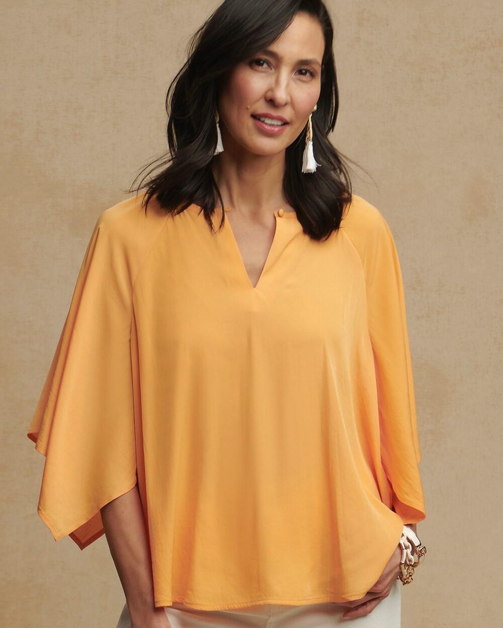 Women's Satin Keyhole Neck Blouse Product Image