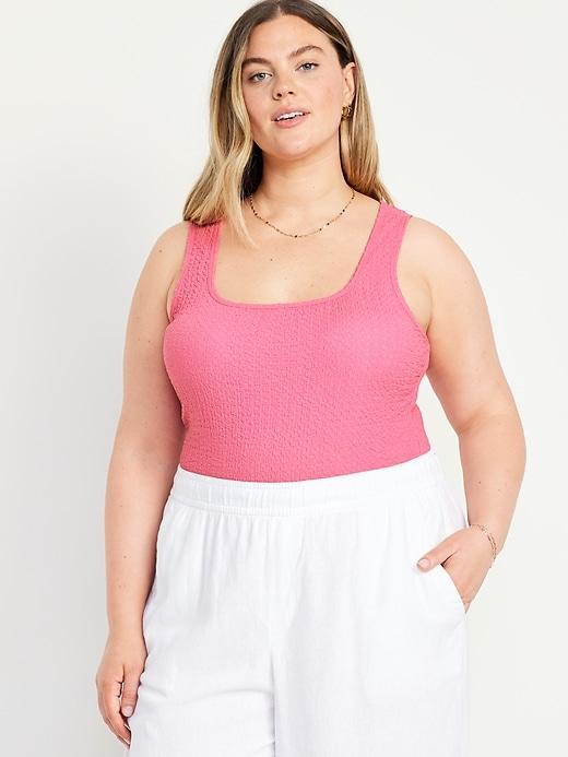 Square-Neck Textured Tank Top Product Image