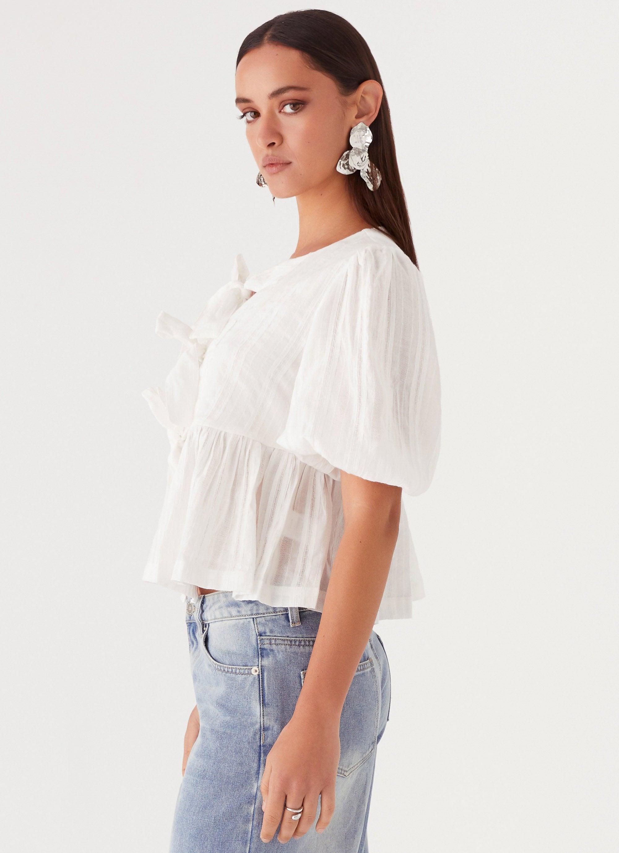 Western Wind Tie Top - White Product Image