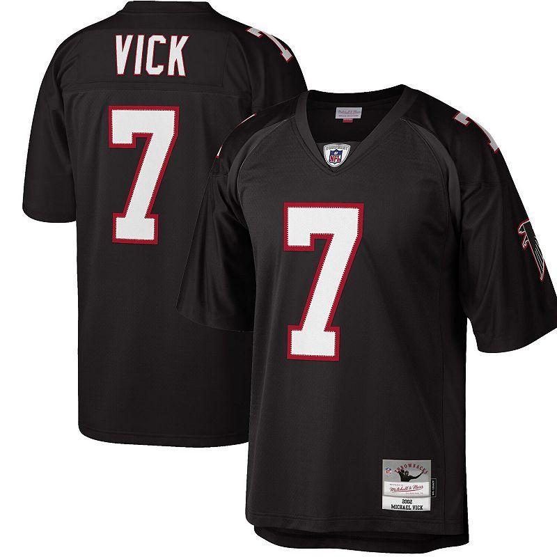 Mens Mitchell & Ness Michael Vick Black Atlanta Falcons Big & Tall 2002 Retired Player Replica Jersey Product Image