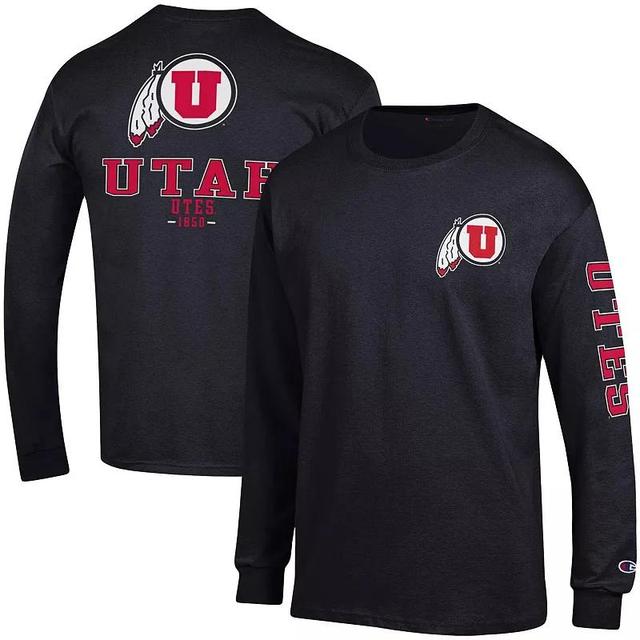 Mens Champion Black Utah Utes Team Stack Long Sleeve T-shirt Product Image