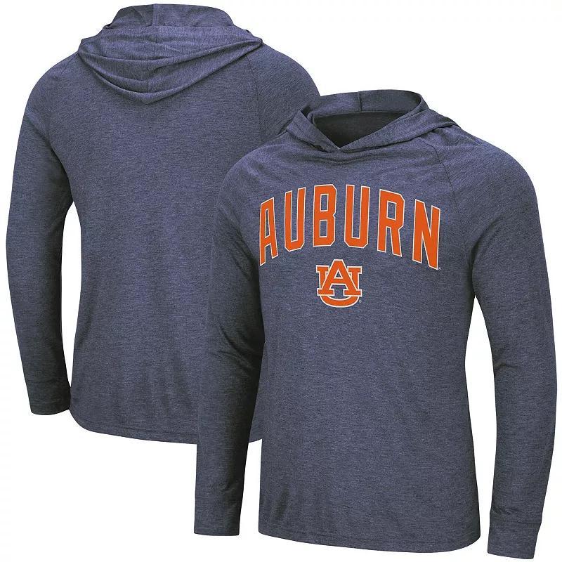 Mens Colosseum Heathered Navy Auburn Tigers Big and Tall Wingman Raglan Hoodie T-shirt Product Image