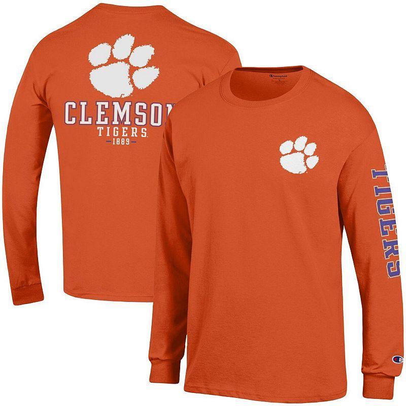 Mens Champion Clemson Tigers Team Stack Long Sleeve T-Shirt Product Image