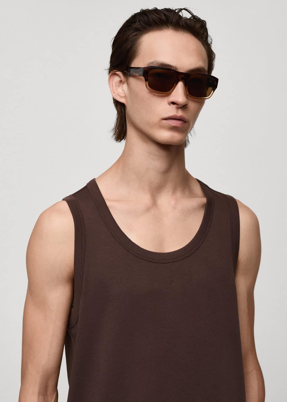 MANGO MAN - 100% cotton tank top burgundyMen Product Image