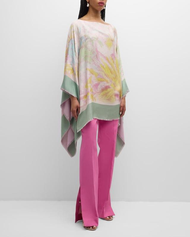 Kenya Cashmere-Blend Printed Poncho Product Image