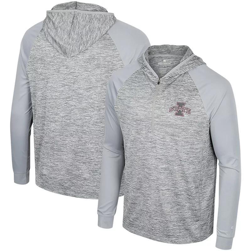 Mens Colosseum Gray Iowa State Cyclones Cybernetic Raglan Quarter-Zip Hooded Top Product Image