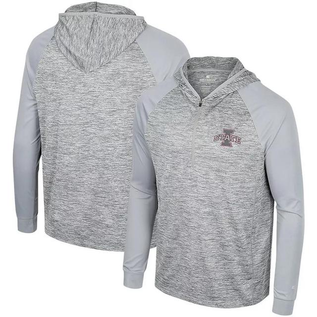 Mens Colosseum Gray Iowa State Cyclones Cybernetic Raglan Quarter-Zip Hooded Top Product Image