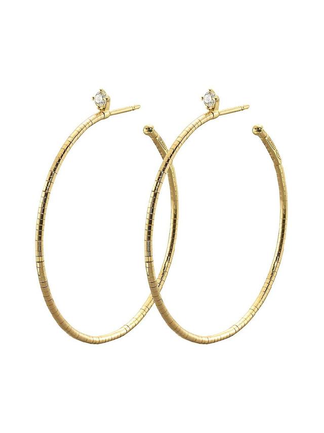 Womens Rugiada Diamanti 18K Yellow Gold, Titanium, & Diamond Hoop Earrings/1.5 Product Image