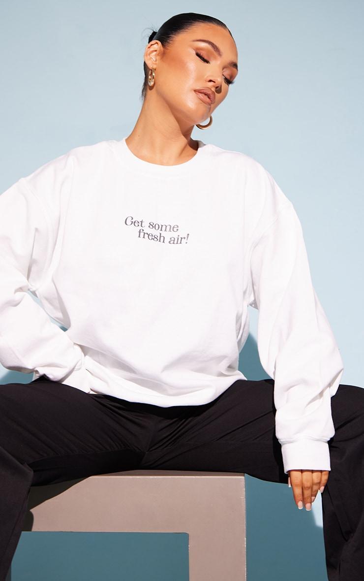 White Fresh Air Print Sweatshirt product image