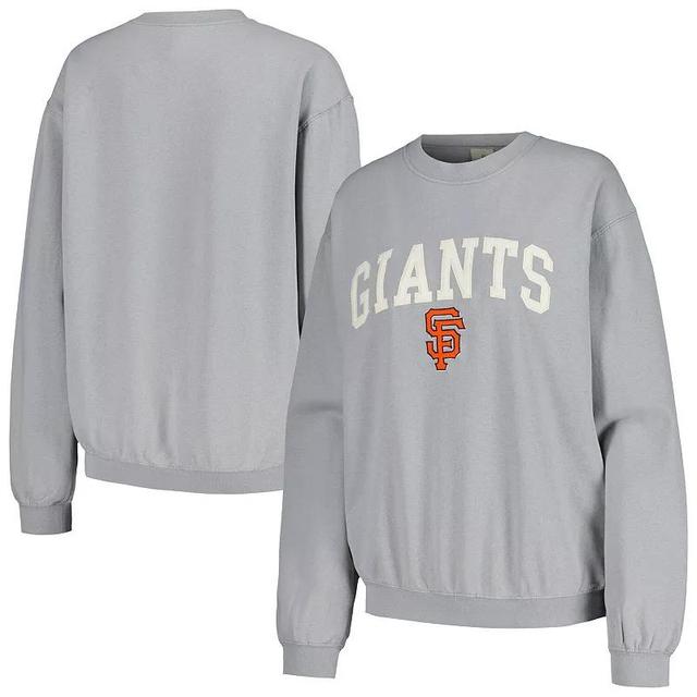 Womens Soft as a Grape Gray San Francisco Giants Pigment Dye Pullover Sweatshirt Product Image