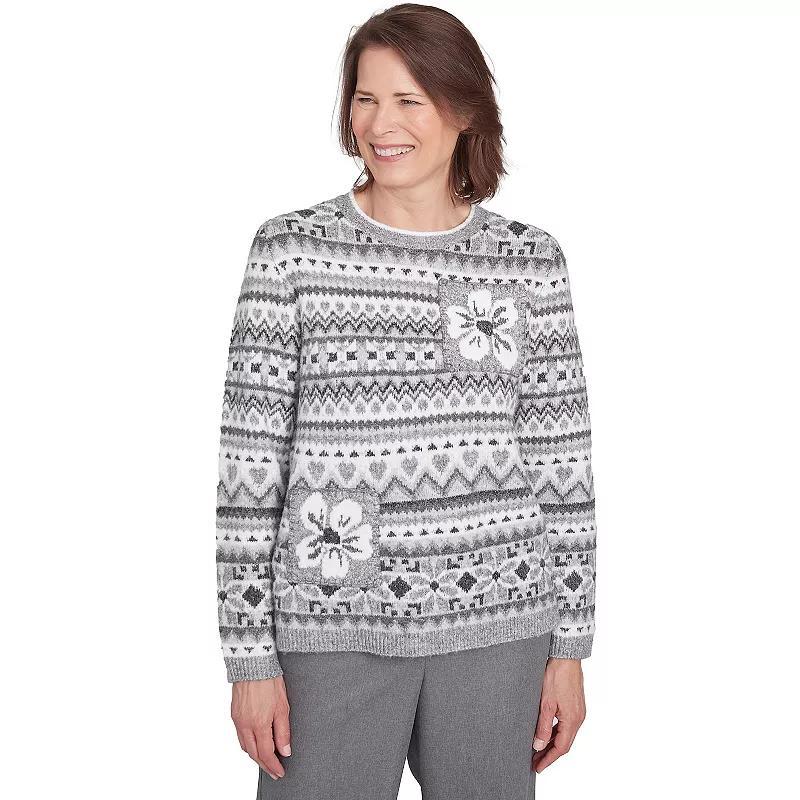 Womens Alfred Dunner Fairisle Biadere Patch Sweater Product Image