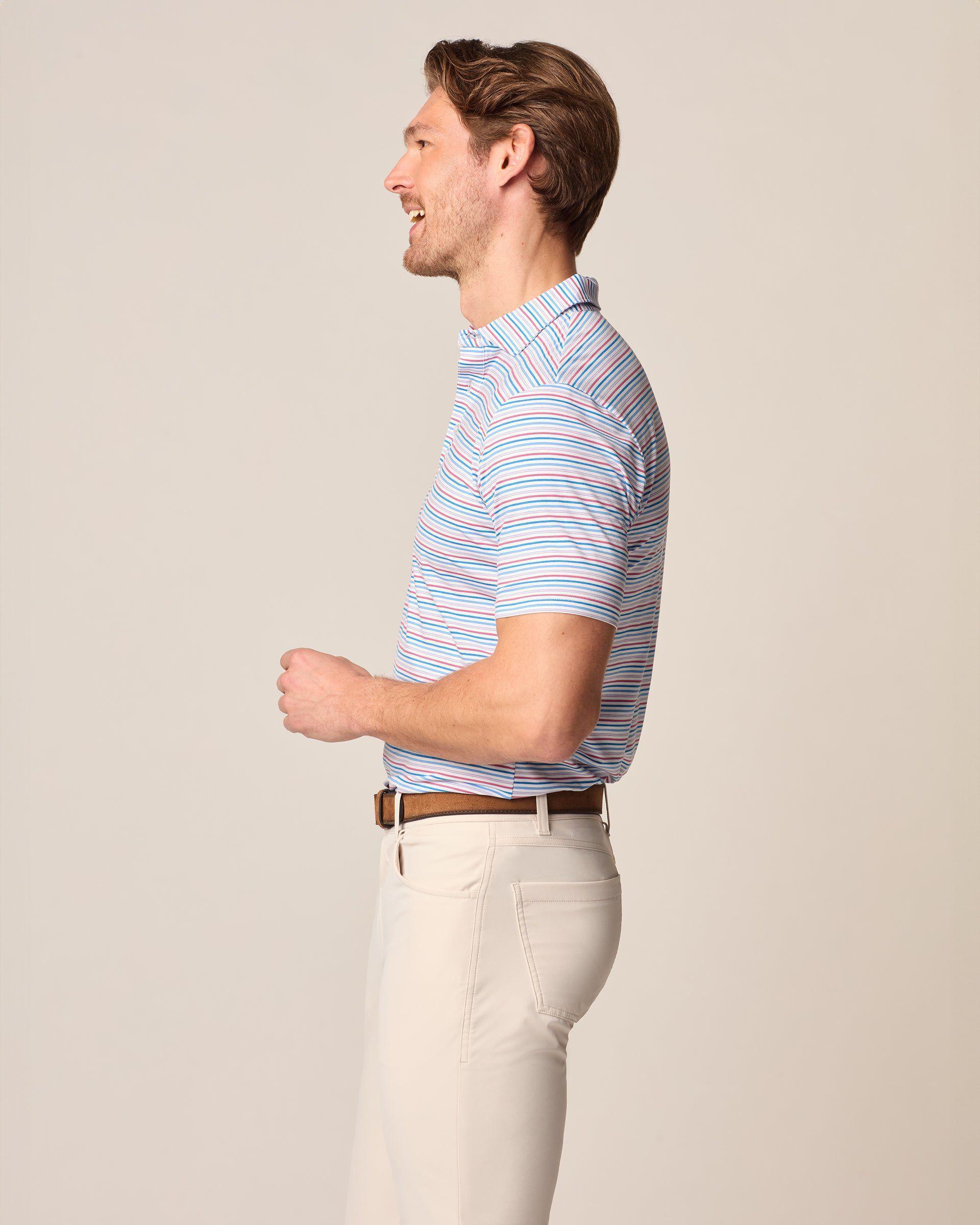 johnnie-O Linxter Cotton Blend Performance Polo - Lynch Stripe Product Image