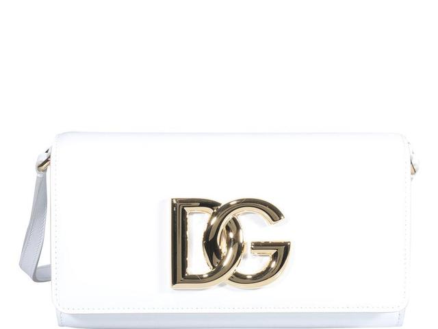 DOLCE & GABBANA 3.5 Leather Crossbody In White Product Image