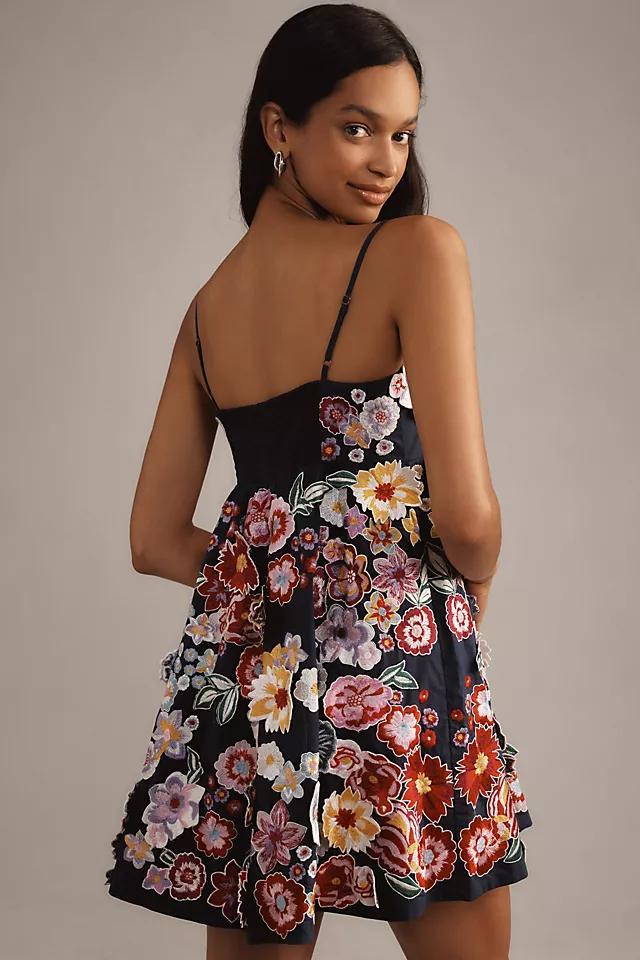 By Anthropologie Sleeveless 3D Floral Babydoll Mini Dress Product Image