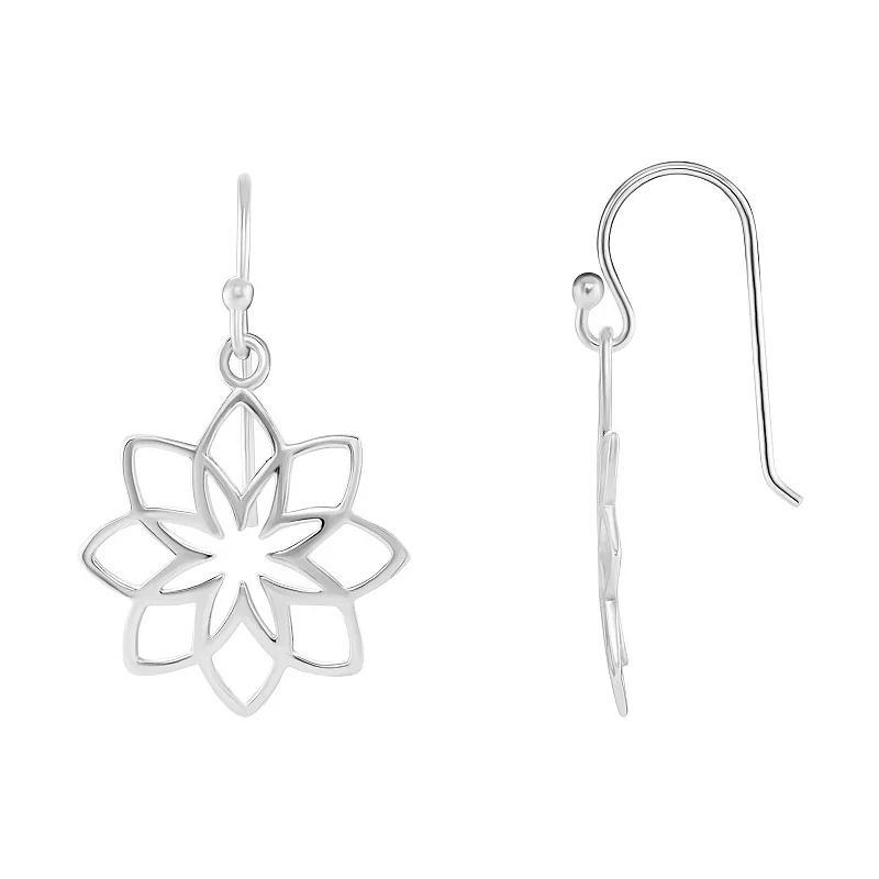 PRIMROSE Sterling Silver Polished Cutout Flower Drop Earrings, Womens, Silver Tone Product Image