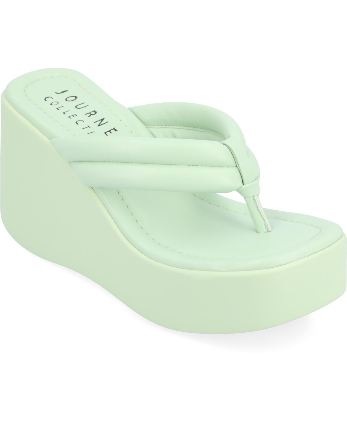 Journee Collection Shareene Womens Platform Thong Sandals Lt Green Product Image