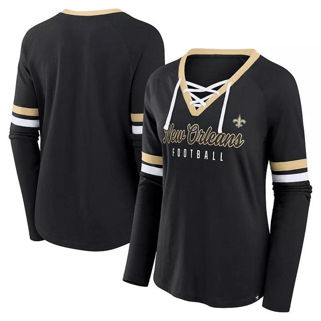 Womens Fanatics New Orleans Saints Won and Done Lace-Up Long Sleeve Fashion Top Product Image