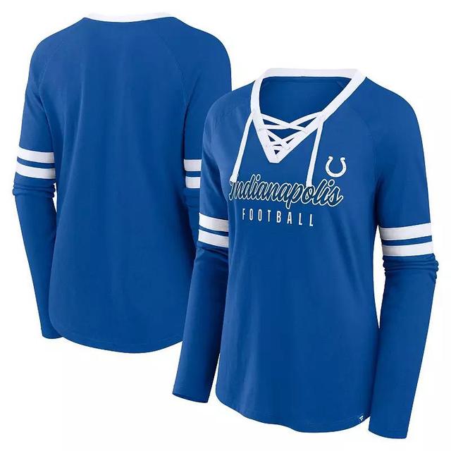 Womens Fanatics Royal Indianapolis Colts Won and Done Lace-Up Long Sleeve Fashion Top Product Image