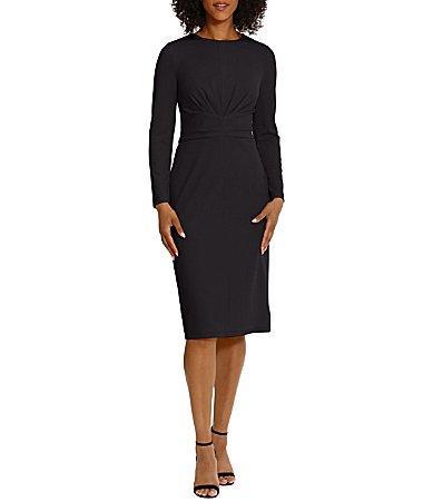 Maggy London Stretch Crew Neck Long Sleeve Dress Product Image