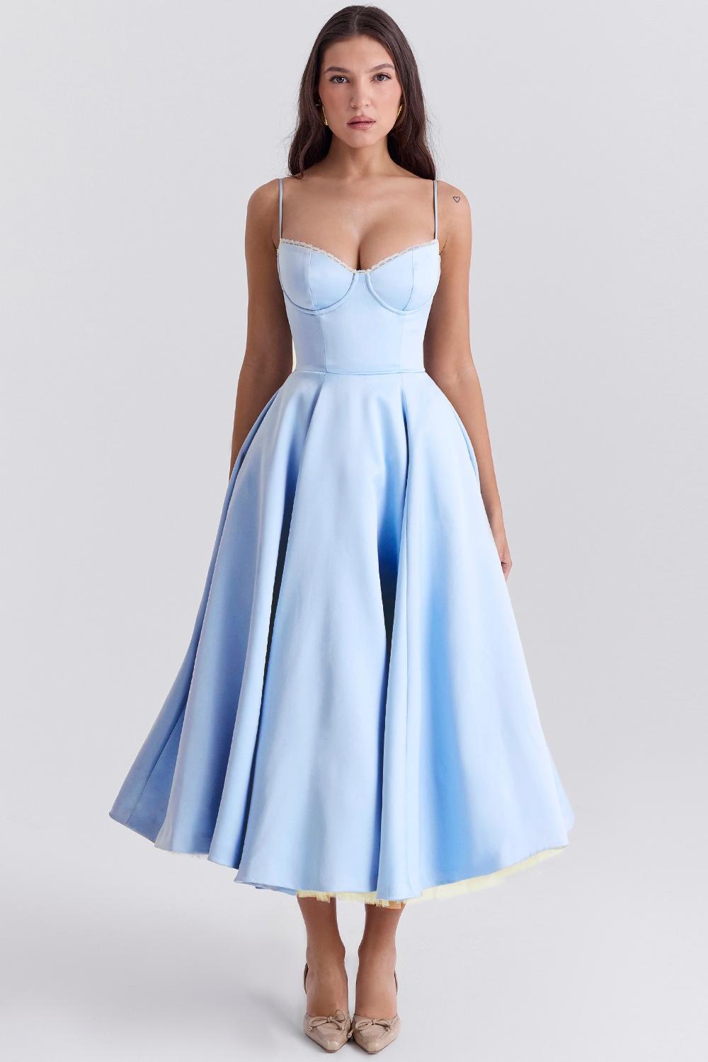 Mademoiselle Cinderella Blue Tulle Midi Dress Product Image