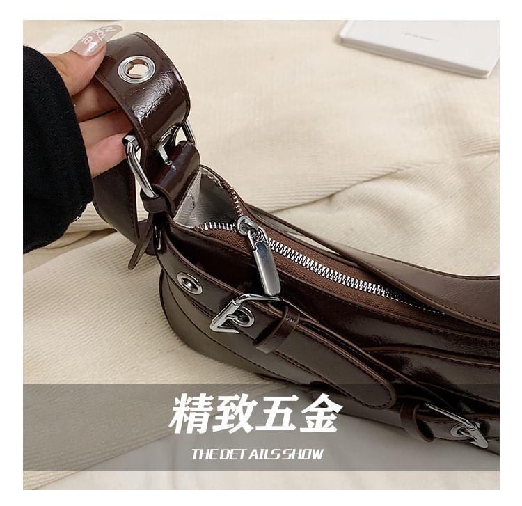 Buckled Faux Leather Shoulder Bag Product Image