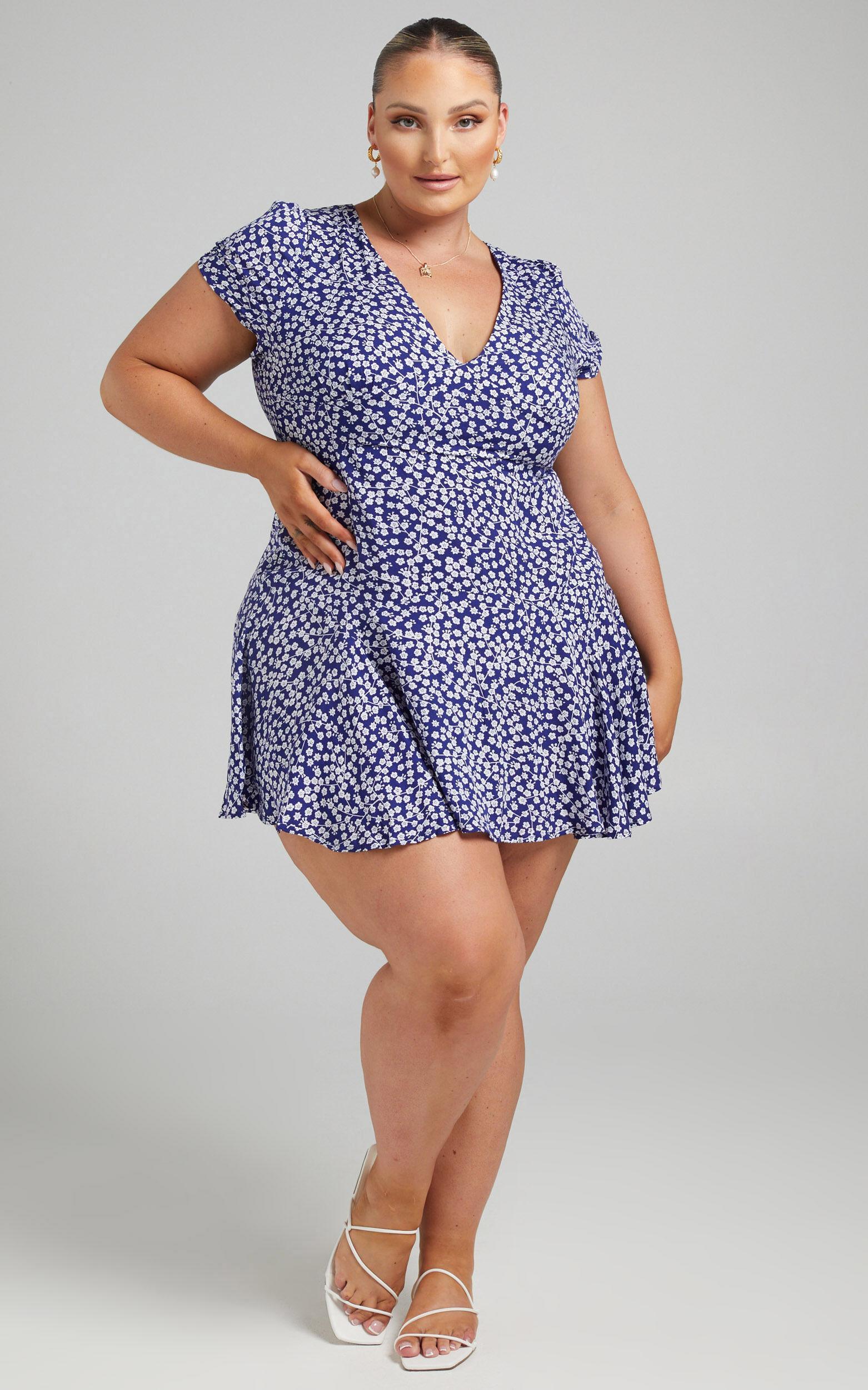 Bettina Mini Dress - Short Sleeve Dress in Navy Product Image