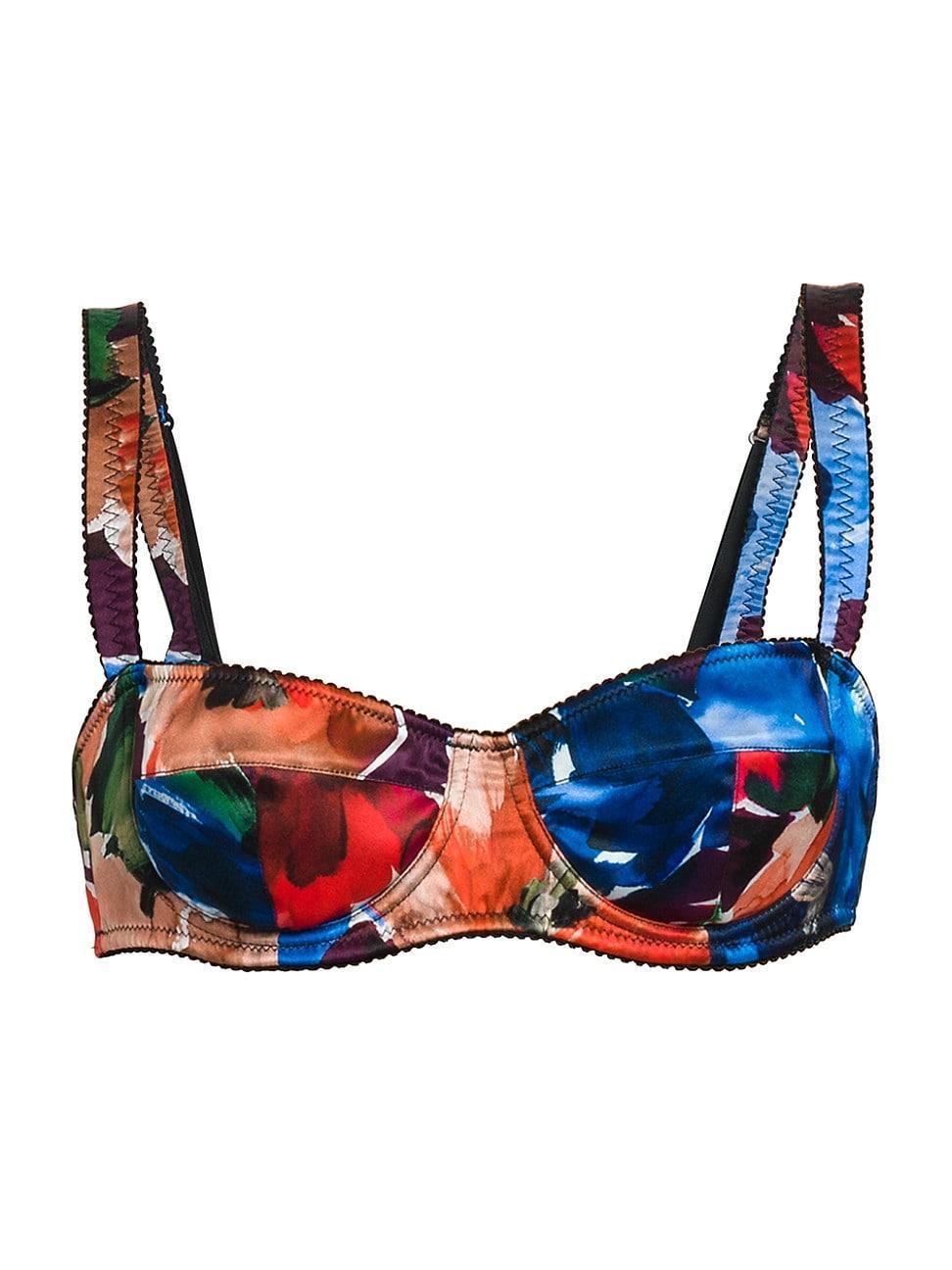 Womens Floral Silk-Blend Underwire Bra Product Image