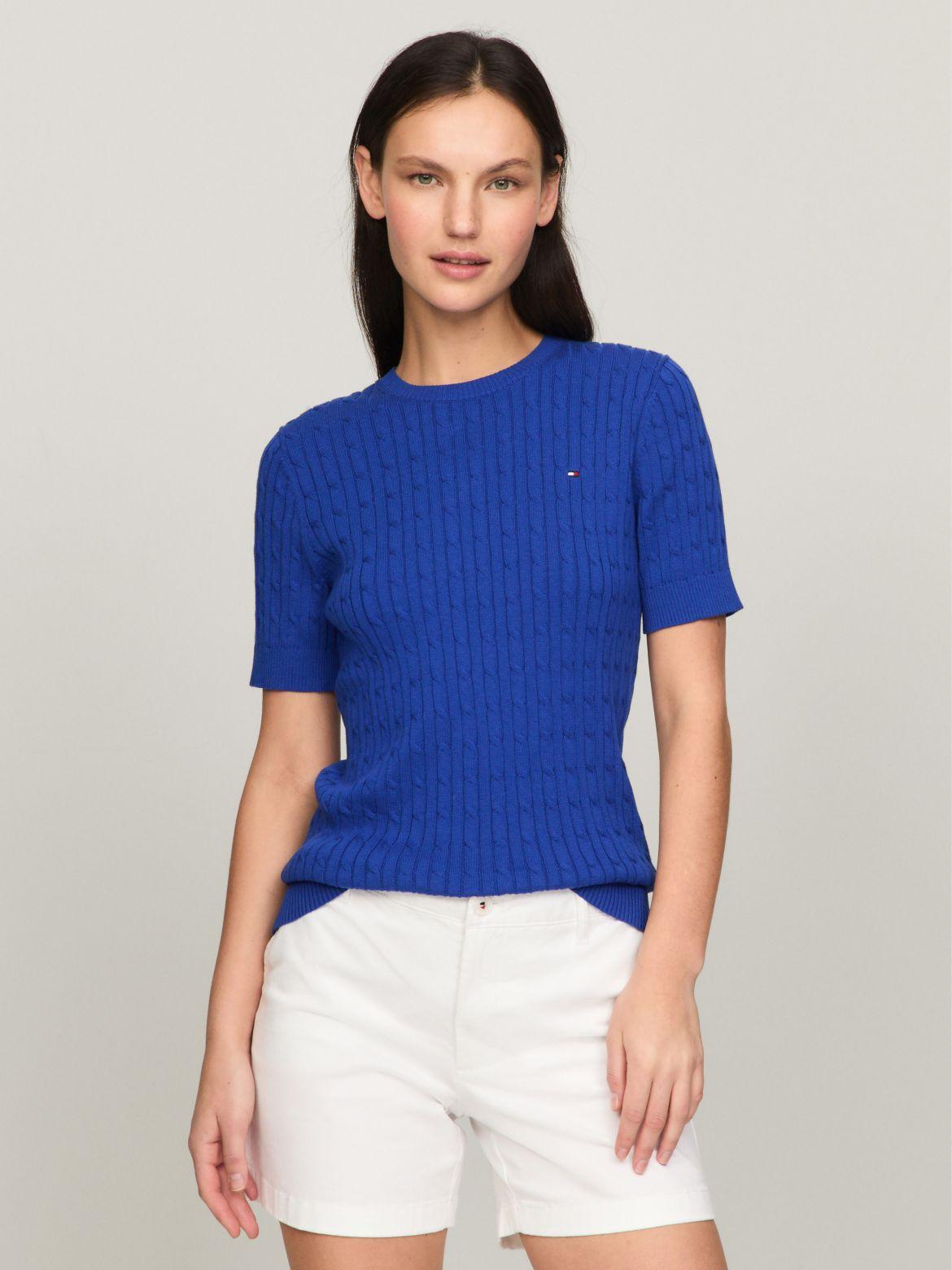 Tommy Hilfiger Women's Short-Sleeve Cable Knit Sweater Product Image