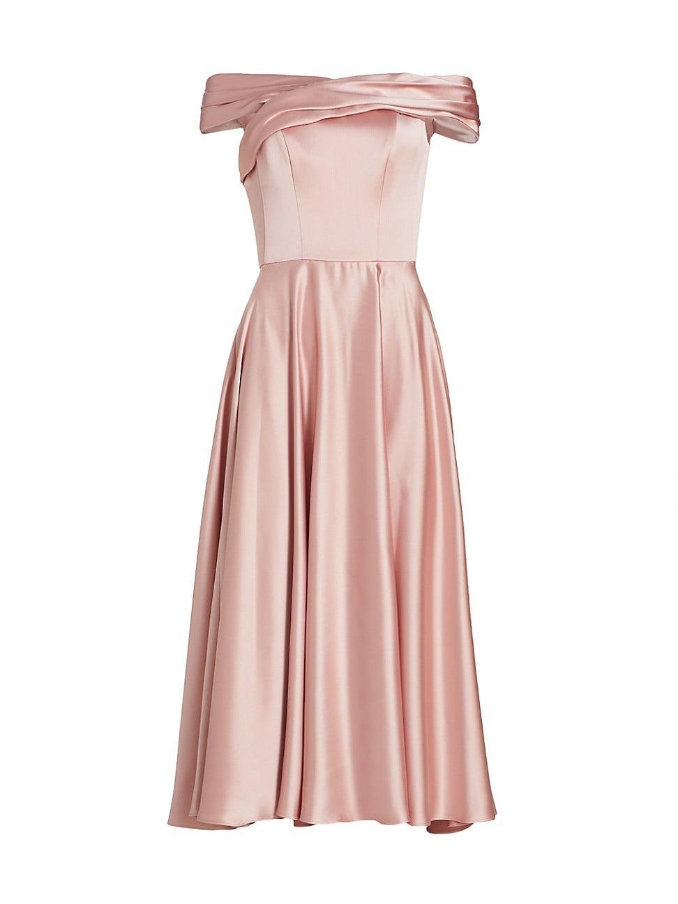 Womens Off-The-Shoulder Satin Dress Product Image