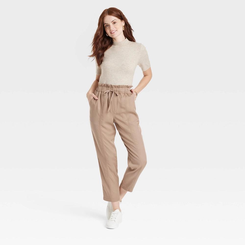 Women's High-Rise Tapered Ankle Pull-On Joggers - A New Day™ Brown XL Product Image