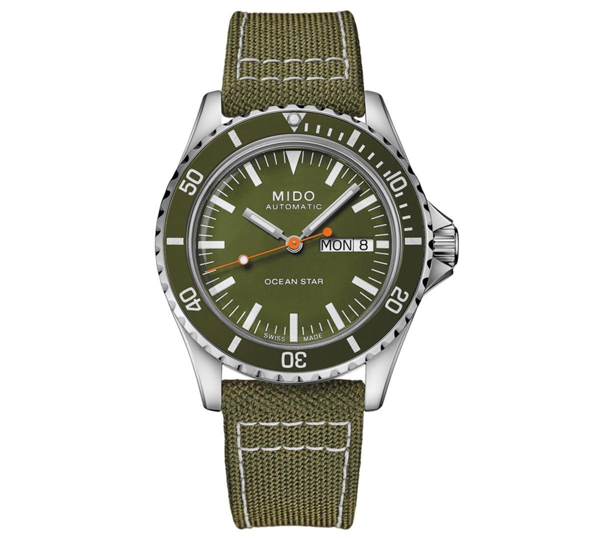 Mido Mens Swiss Automatic Ocean Star Tribute Green Fabric Strap Watch 41mm Product Image