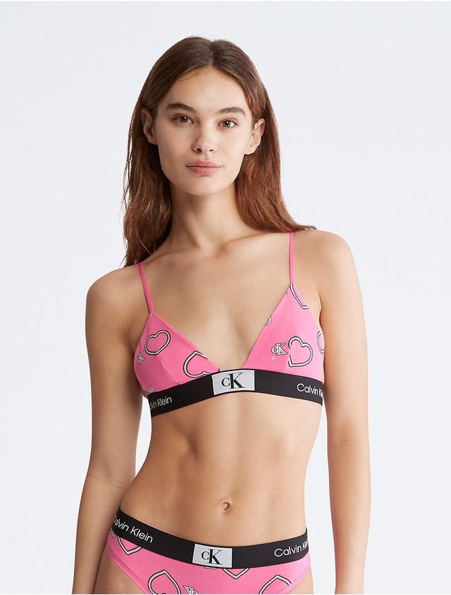 Calvin Klein Womens Calvin Klein 1996 V-Day Cotton Stretch Unlined Triangle Bralette - Pink - XS Product Image