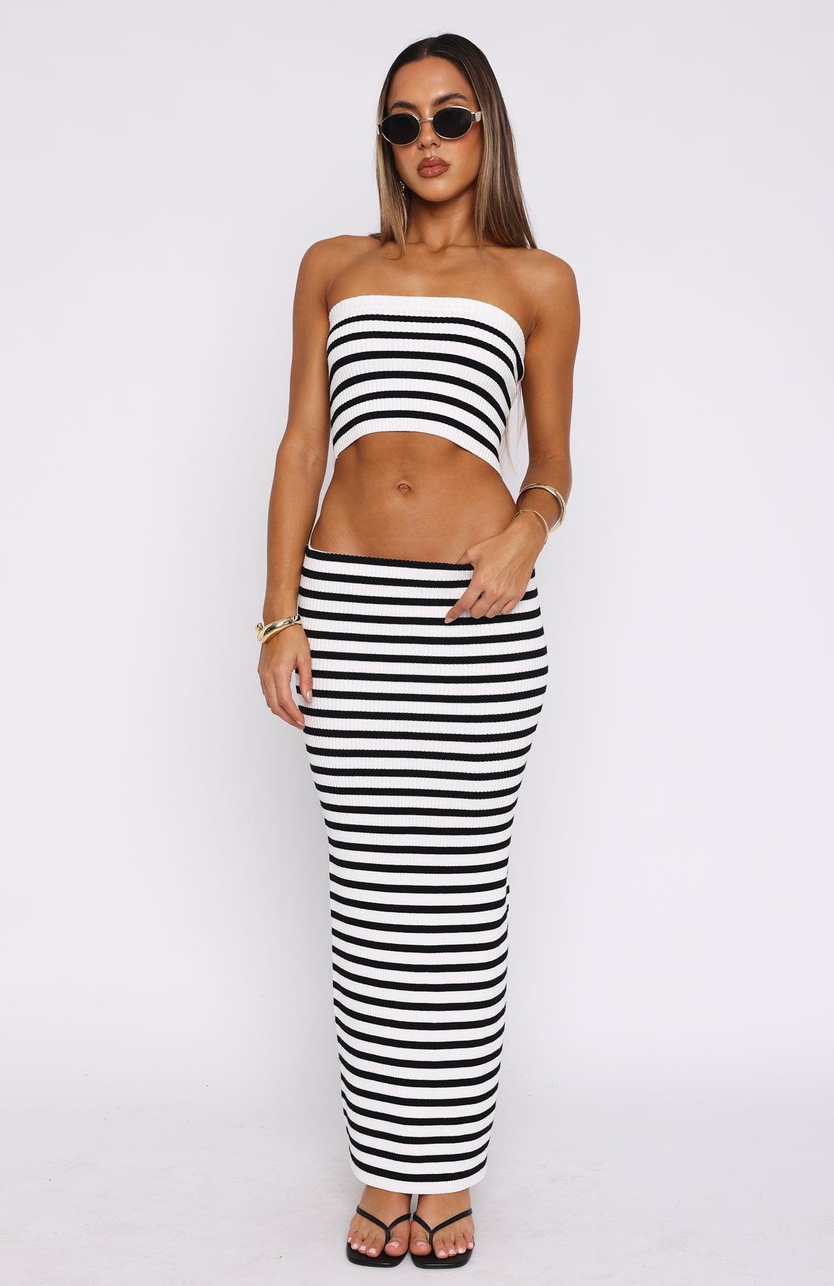 Bless You Maxi Skirt Black/White Product Image