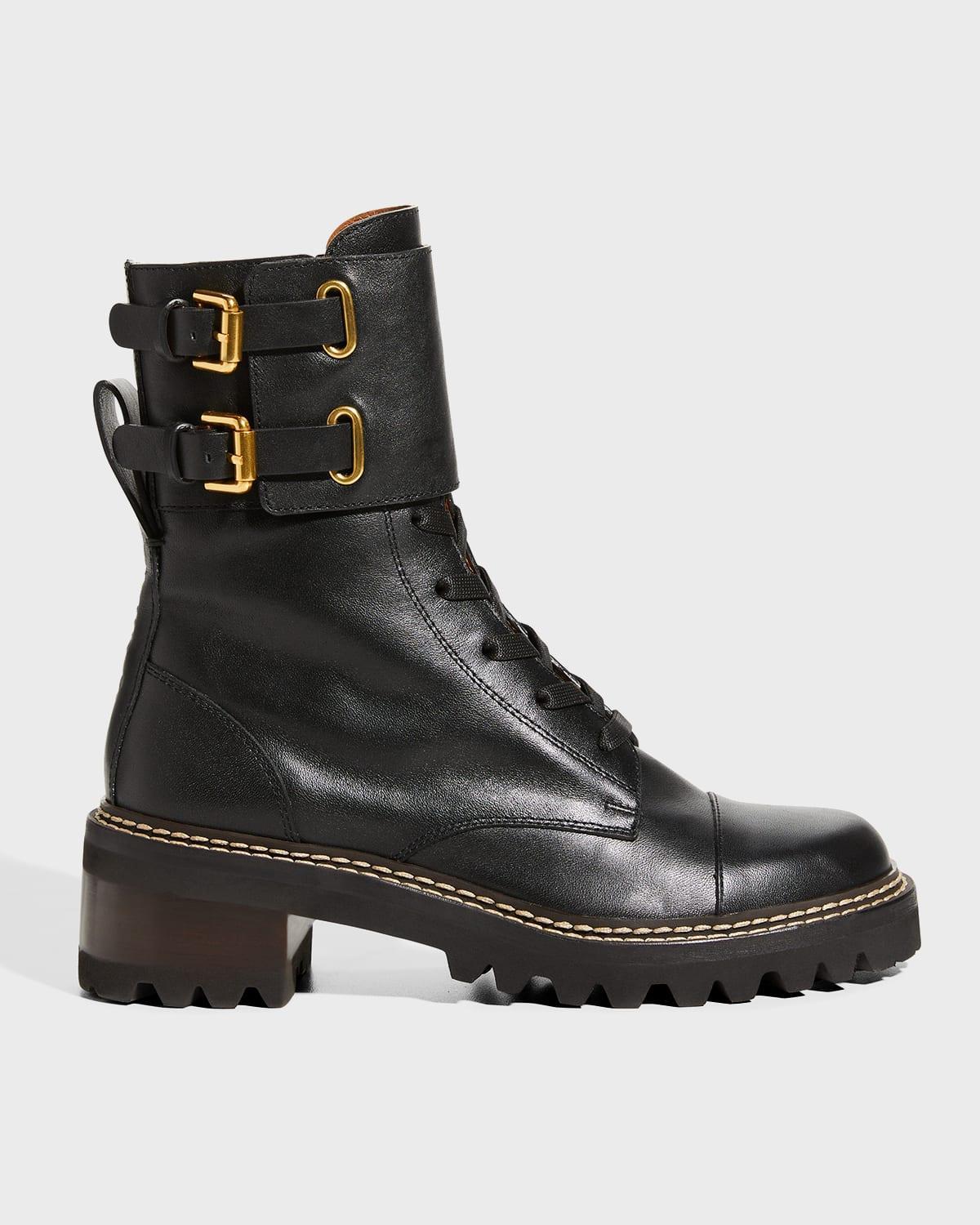Womens Mallory Leather Combat Boots Product Image