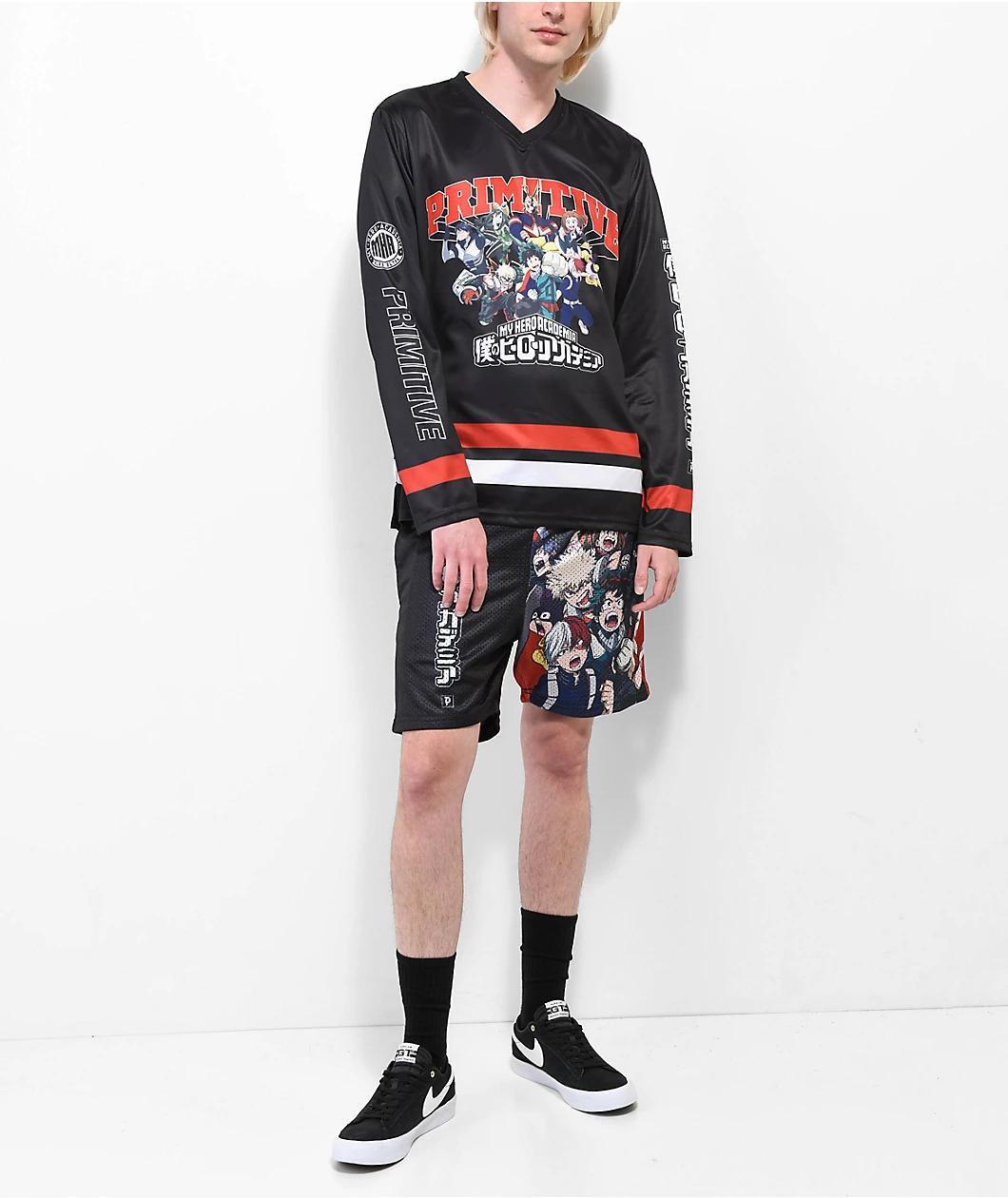 Primitive x My Hero Academia Blocked Black Mesh Shorts Product Image