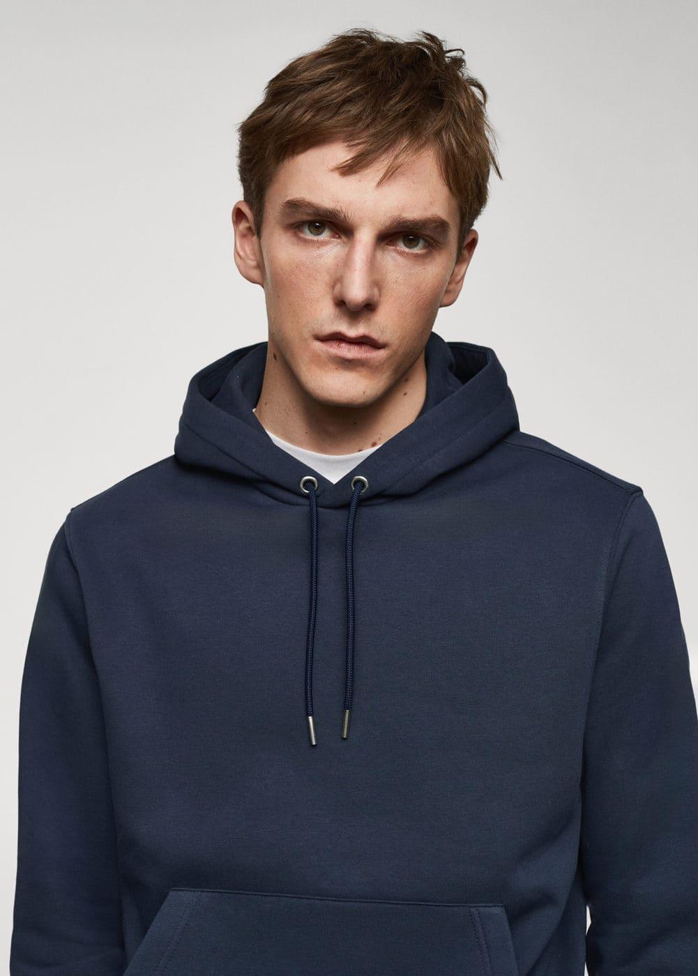 MANGO MAN - Cotton kangaroo-hooded sweatshirt navyMen Product Image