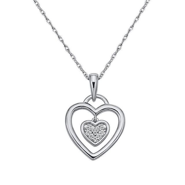 Irena Park Sterling Silver Diamond Accent Heart Pendant Necklace, Womens Product Image