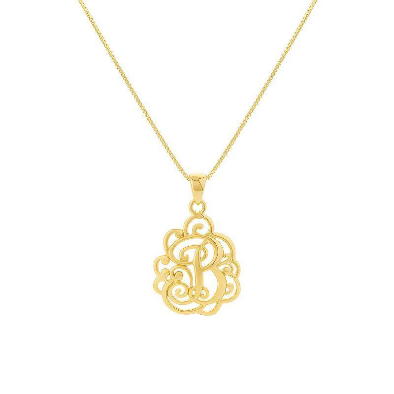 PRIMROSE Sterling Silver Monogram Initial Pendant Necklace, Womens Gold Tone U Product Image